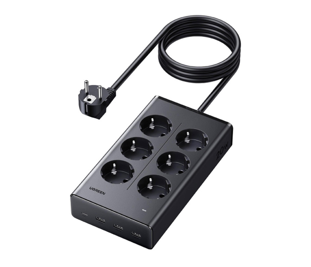 UGREEN Listwa zasilająca S622 6xAC + 3xUSB + USB-C GaN 1.5m czarna - 1501493 - zdjęcie